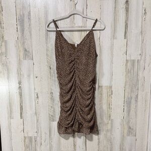 Glam Brown Patterned Mini Dress
